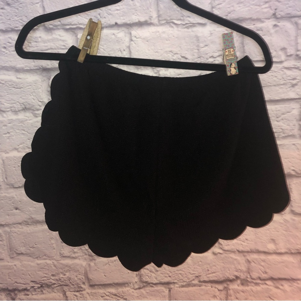 Black Scalloped Shorts